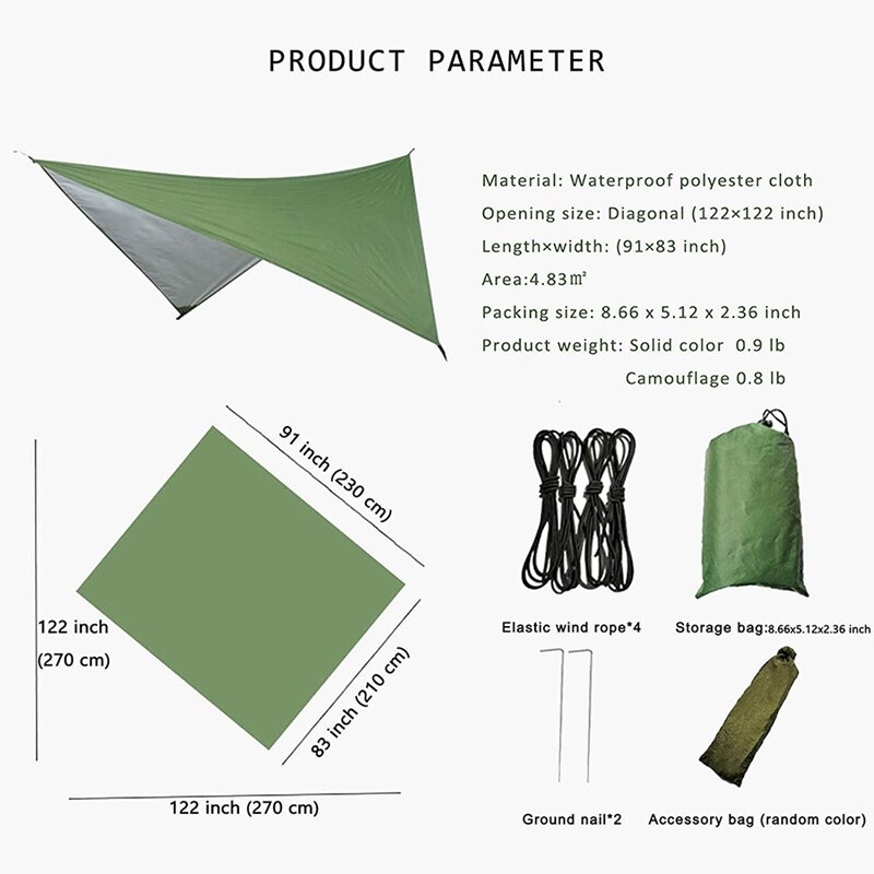 Cheap Goat Tents Camping Tarp Waterproof,Hammock Rain Fly,Outdoor Moistureproof Picnic Mat,Multifunction Tent,91 x 83 Inch Tents 